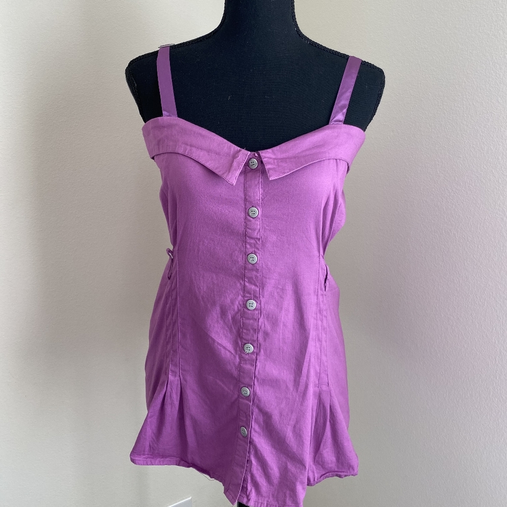 Peplum button down tank top